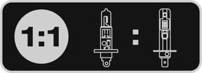 Ultra compact LED replacement for conventional H1 high and low beam lamps (2in1)