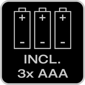 Inklusive 3x AAA Batterien