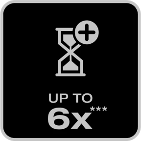 Up to 6 times longer lifetime<sup>2</sup>)