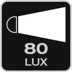 Luminosity up to 80 Lux