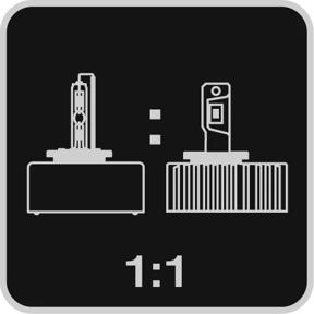 Compact LED replacement for conventional D5S high and low beam lamps