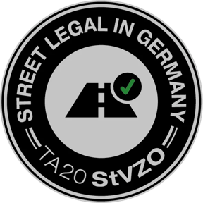 Street legal in Germany. Officially approved by TÜV & KBA