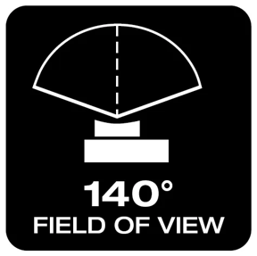 Wide-angle 140° field of vision