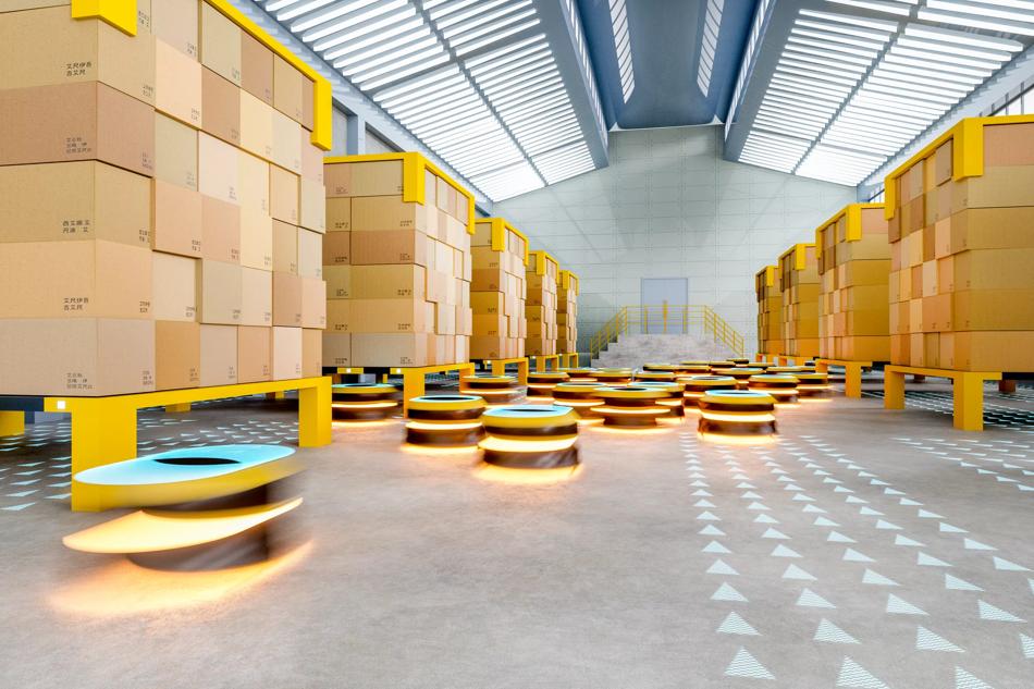 ams OSRAM automated robot in warehouse, sensors converge