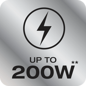Мощность до 200 Вт<sup>1)</sup>