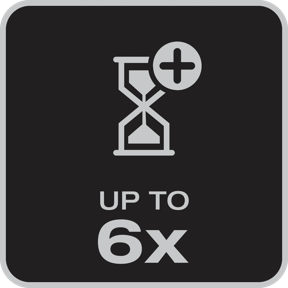 Up to 6 times longer lifetime<sup>3)</sup>